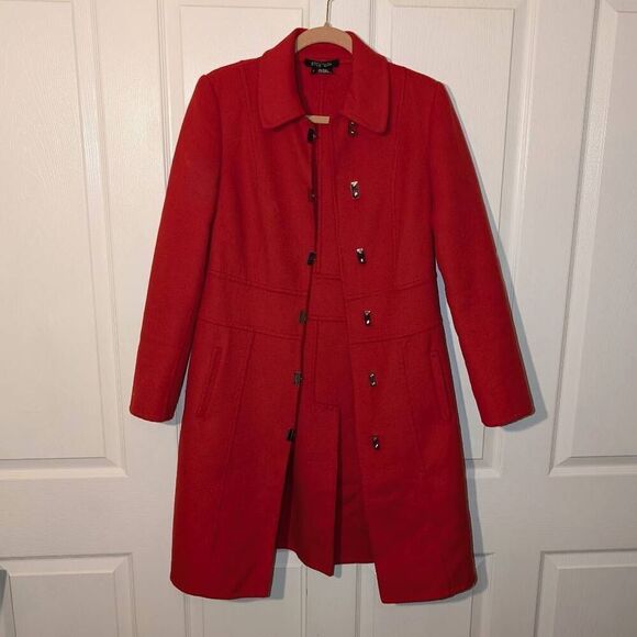 Etcetera Red Wool/Angora Women's Overcoat. Size 6 - Picture 2 of 10